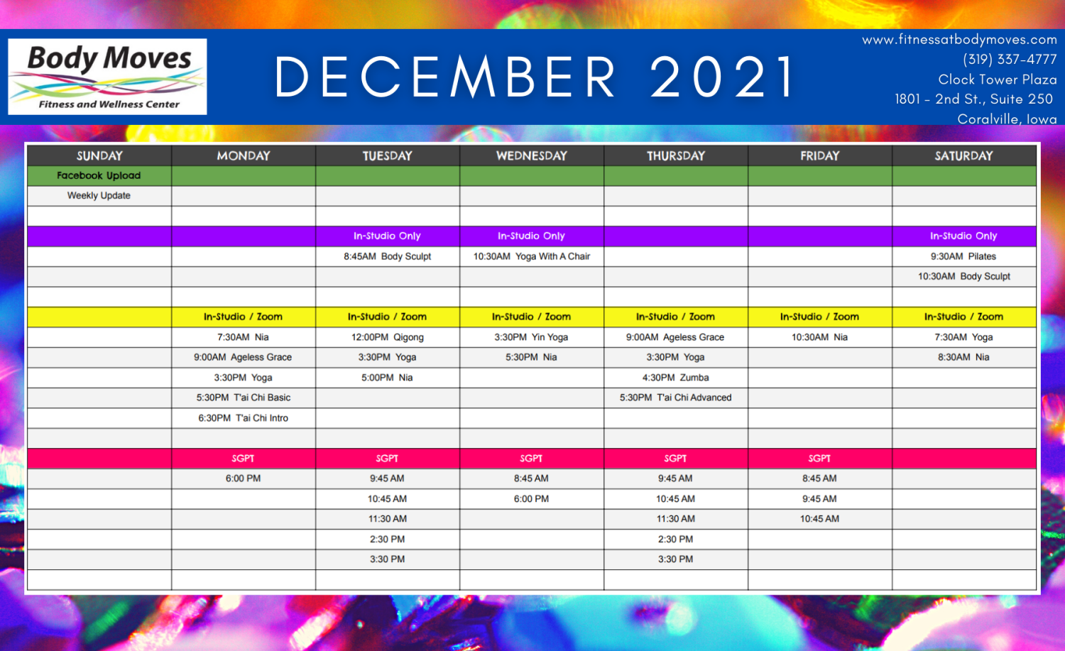 December Events Body Moves Fitness and Wellness Studio Coralville, Iowa